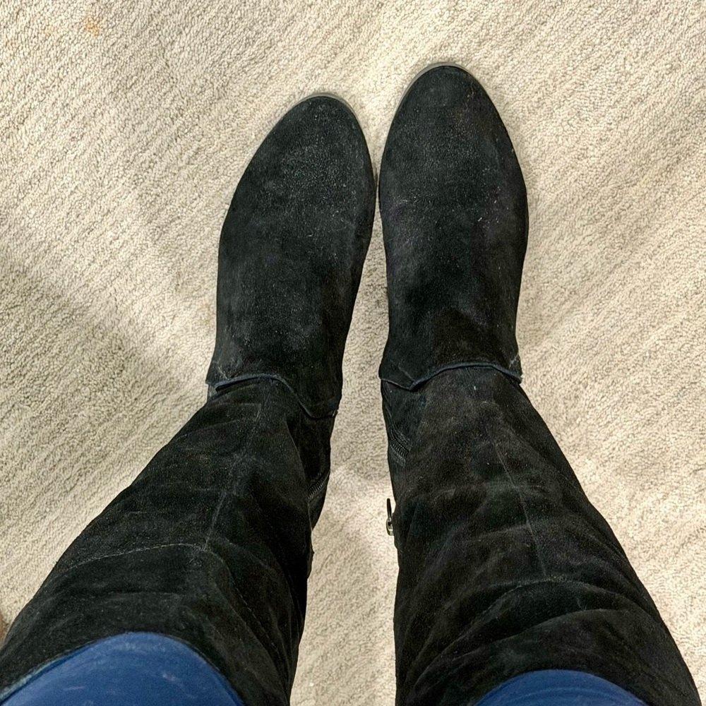 Vince Camuto Black Suede Knee-High Boots - Picture 4 of 5